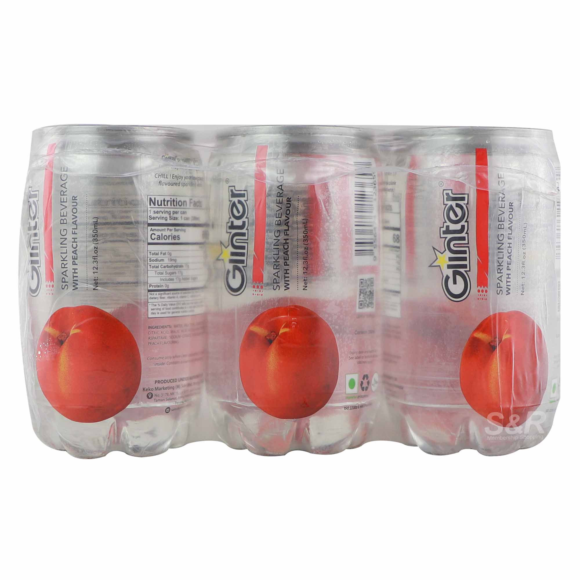Glinter Sparkling Beverage with Peach Flavor 6 cans Glinter Sparkling Beverage with Peach Flavor 6 cans